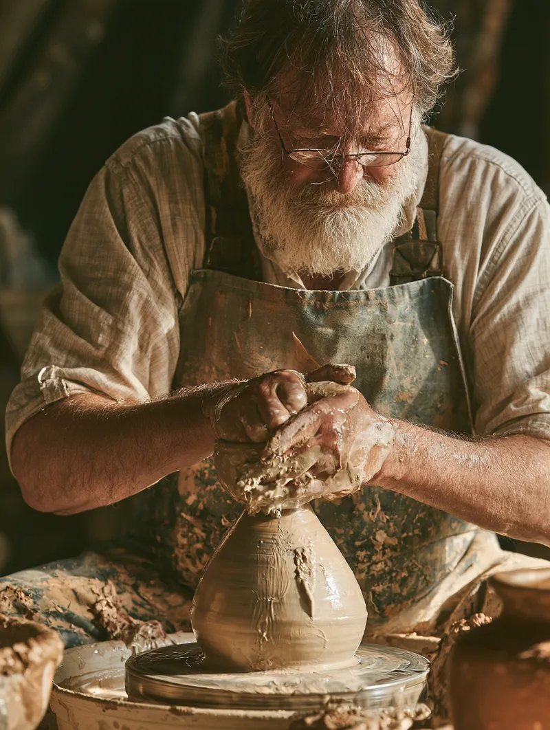 Potter shaping a vessel on the wheel — every lender shapes the same clay of risk into a different product