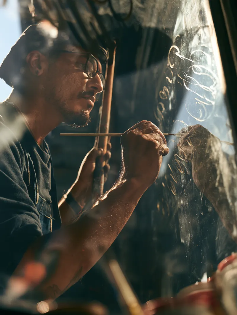 Sign painter hand-lettering a shop window — rate disclosures, like good signage, exist to be read before you walk in