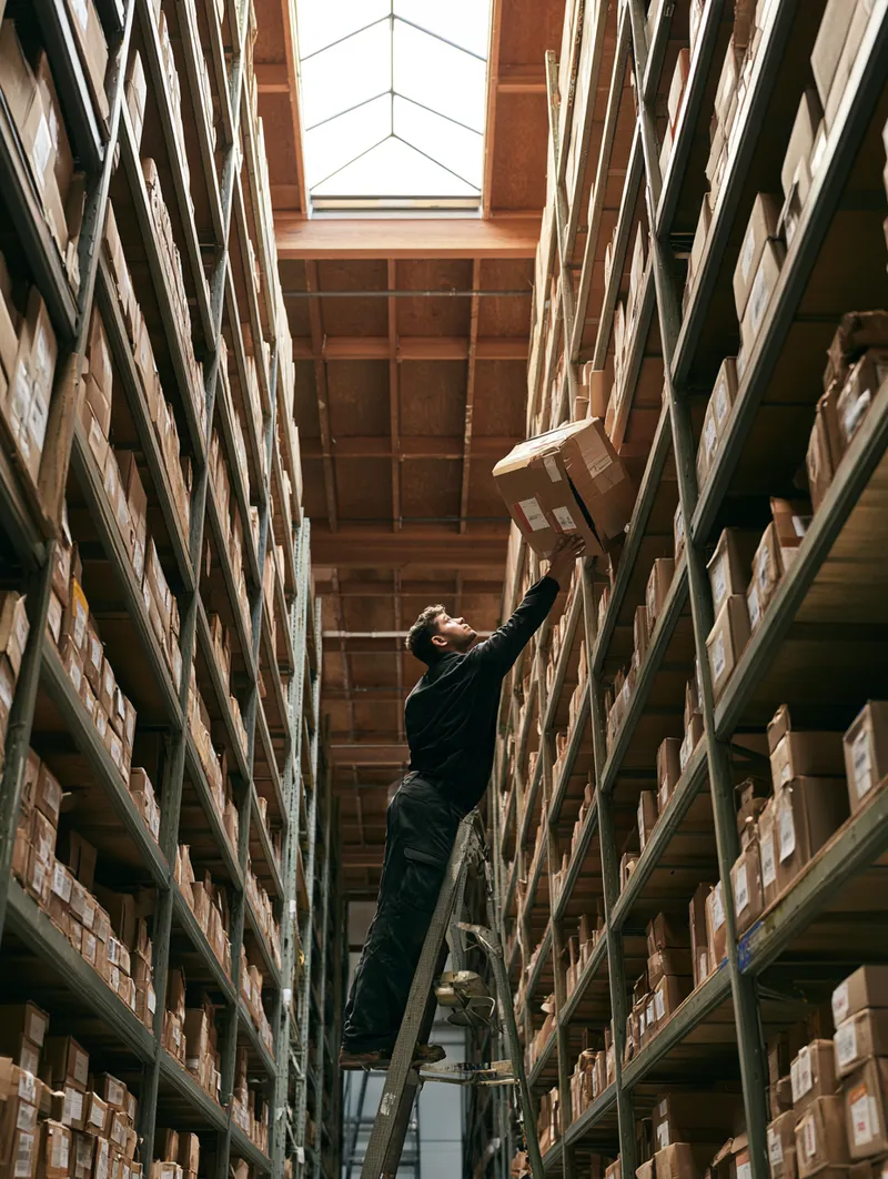 Warehouse worker reaching a high shelf — a $3,000 loan reaches the situations one paycheck cannot